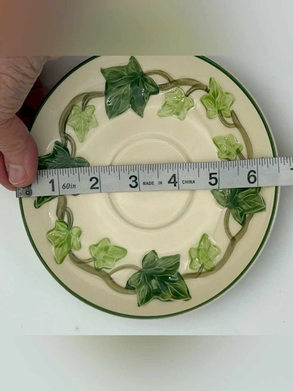 Franciscan Green Ivy Ceramic Saucer with Cream Base